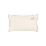 Nobodinoz embroidered rectangular cushion L1N0 in washed French linen, greige