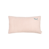 Nobodinoz embroidered rectangular cushion L1N0 in washed French linen, mauve pink