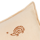 Nobodinoz embroidered rectangular cushion L1N0 in washed French linen, sand