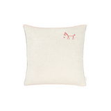 Nobodinoz embroidered square cushion L1N0 in washed French linen, greige