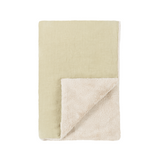 Nobodinoz mbroidered winter blanket L1N0 in French linen, green tea