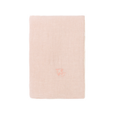 Nobodinoz mbroidered winter blanket L1N0 in French linen,  mauve pink