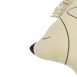 Nobodinoz cushion in washed French linen L1N0 - Enzo the hedgehog, green tea