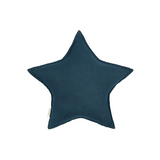 Nobodinoz star cushion L1N0 in washed French linen, deep blue