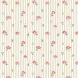 Dekornik wallpaper pink roses on stripes