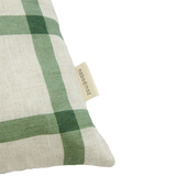 Nobodinoz rectangular cushion in French linen Vibes M, green windowpane bird