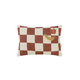 Nobodinoz rectangular cushion in French linen Vibes S, maroon checks fruits