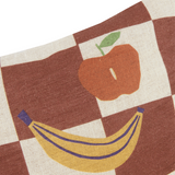 Nobodinoz rectangular cushion in French linen Vibes S, maroon checks fruits