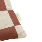 Nobodinoz rectangular cushion in French linen Vibes S, maroon checks fruits