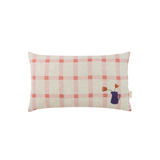 Nobodinoz rectangular cushion in French linen Vibes M, pink windowpane tulips