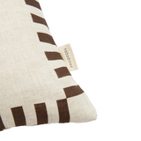 Nobodinoz square cushion in French linen Vibes, charcoal stripes horse