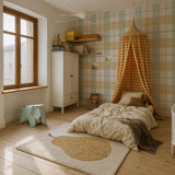 Dekornik tapeta maxi check, yellow/blue