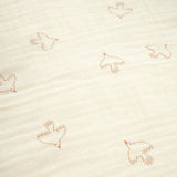 Nobodinoz baby fitted sheet in washed double muslin wabi-sabi brown hoshi birds